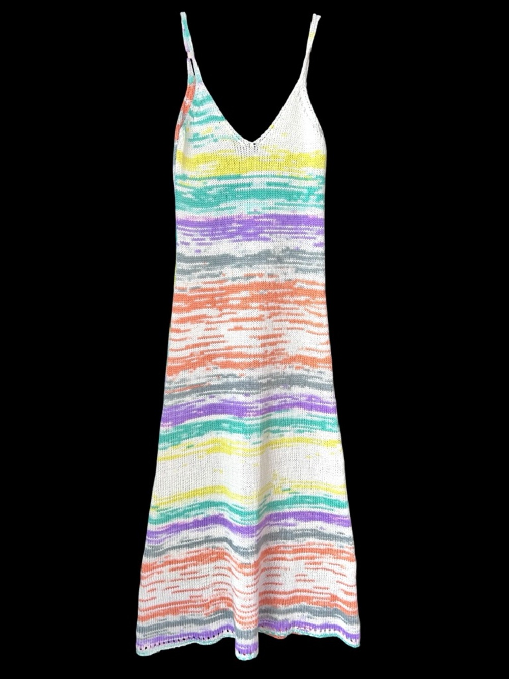Zara Knit Maxi Dress L Striped Crochet Open Knit Beach Coverup Boho NWT